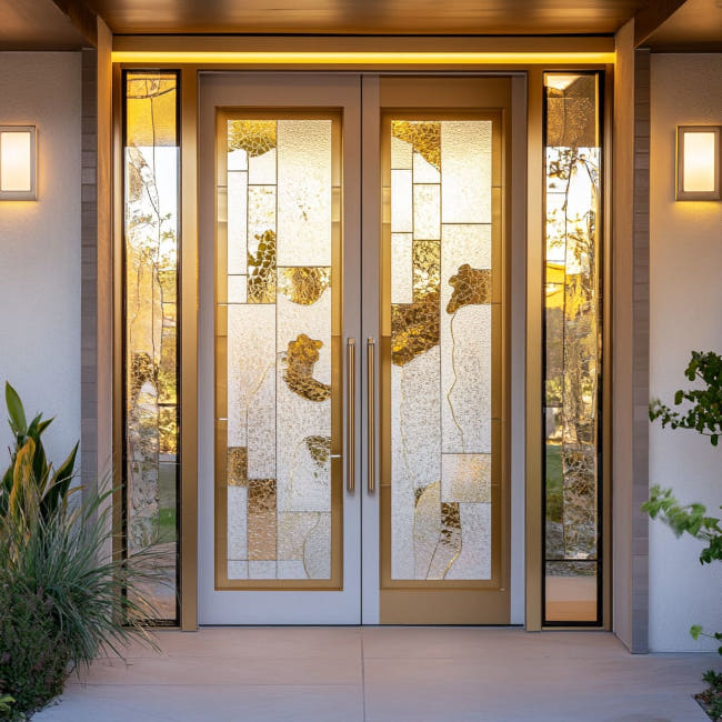 Residential door glass replacement and styling